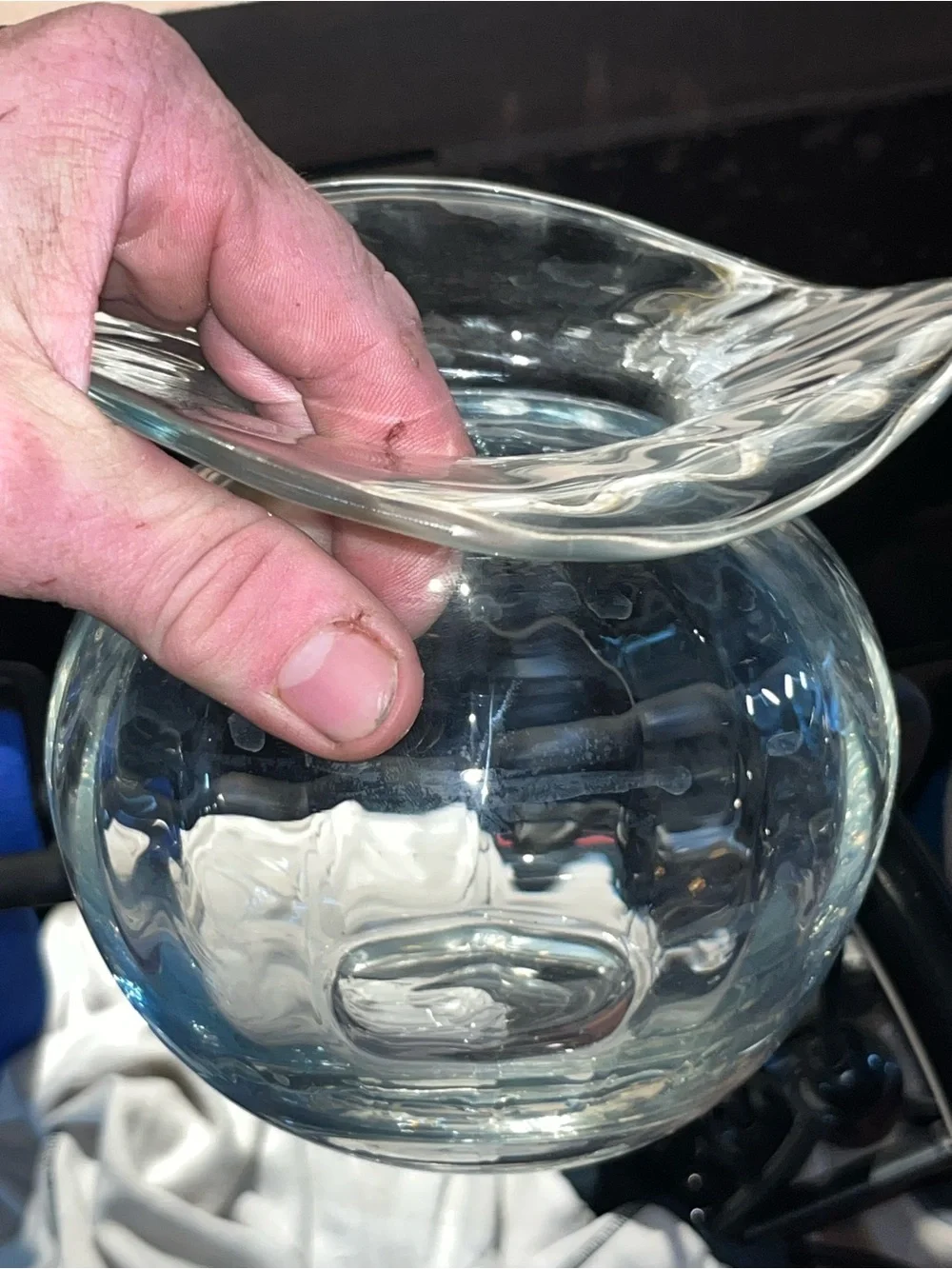 Vintage Mid-Century Modern Clear Paneled Swung Glass Vase MCM Stretch Art Glass